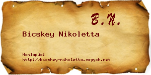 Bicskey Nikoletta névjegykártya
